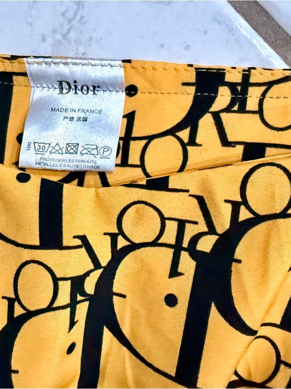 Midi length dress square neck line, mustard yellow & black Dior print fabric - Picture 12 of 15